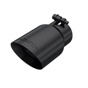 MBRP T5122BLK Black Universal 4" O.D Dual Wall Angled Rolled End Exhaust Tip - Picture 1 of 4