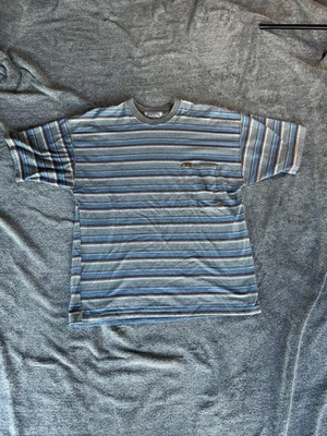 Vintage Quiksilver Shirt Mens Extra Large Blue Gray Brown Striped Pocket Tee 90s - Image 1 of 4