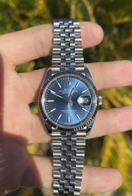 Rolex Datejust 126234 36 mm estriado esfera azul jubileo acero inoxidable Foto 1 de 4