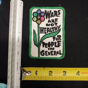 Anit-War Hippie Wars Are Not Healthy Peace Sign Flower Power Vintage 1960s Patch - Picture 1 of 2