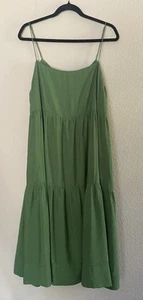 Abercrombie & Fitch Women’s Midi Dress Green Sz XLT Tiered Babydoll Lined - Picture 1 of 4