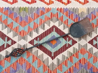 Black Rustic Cast Iron Fireside Shovel Spiral Handle Top Companion Accessory  - Image 1 of 4