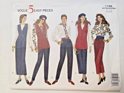 Vogue 1194 Vest Jumper Dress Top Skirt Pants Scarf Sewing Pattern Ladies 8 10 12 - Image 1 of 4