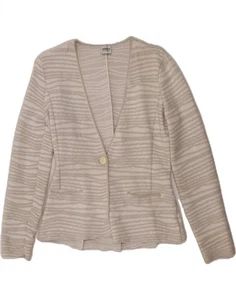 ARMANI COLLEZIONI Womens 1 Button Blazer Jacket UK 10 Small White Striped RY05 - Picture 1 of 3
