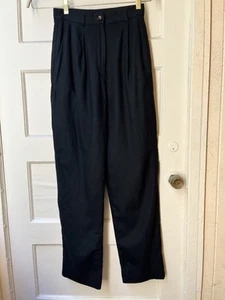 J Crew sz 6 High Rise Italian Merino Wool Black Pleated Front Slacks Trousers - Picture 1 of 12
