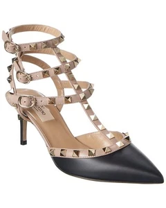 Valentino Rockstud Caged 65 Leather Ankle Strap Pump Women's - Picture 1 of 5