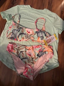 WOMENS HURLEY 3 PIECE SUN TEE, Top & Bottom Size Small - Picture 1 of 5