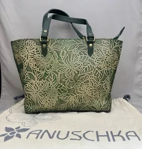 Anuschka Medium Tote Tooled Butterfly Jade - 693-TBF-JAD - Picture 1 of 10