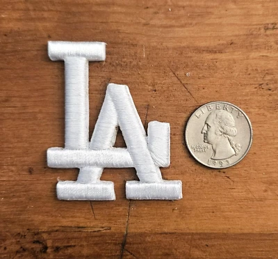 LOS ANGELES DODGERS (LA) WHITE 3D DEPTH EMBROIDERED IRON ON PATCH 2"X2.25" - Image 1 of 4