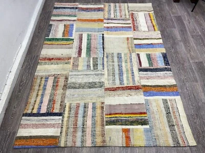 Turkish Patchwork Rug, Vintage Area Colorful Carpet, Oriental Tiribal Boho Rug - Image 1 of 4