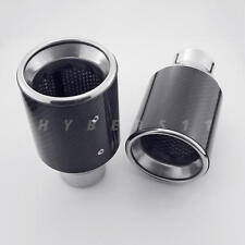 2PCS 4" Carbon Fiber Black Exhaust Tips 2.25" Inlet Resonated Stainless Steel