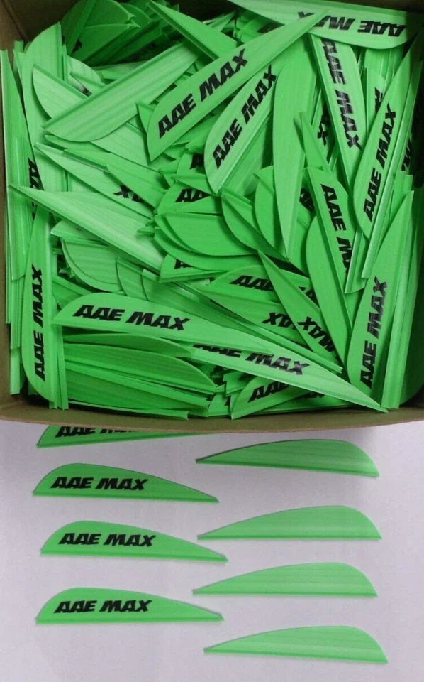 100 AAE Max Stealth 2.7" Bright Green Vanes arizona archery arrow fletching - Image 1 of 1