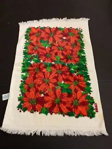 Vintage Poinsettia Christmas Hand Towel - Picture 1 of 3