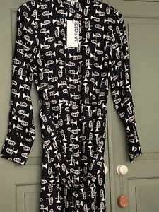 Beautiful and Gorgeous silk Jaegar midi Black/mix dress suze UK12 new with tags - Picture 1 of 8