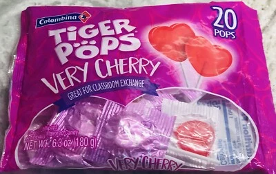 tiger pops very cherry 20 piece valentines candy 6.3oz -Brand New-SHIPS N 24 HRS - Image 1 of 4
