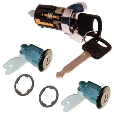 Ford Ignition Key Switch Lock Cylinder & Door Pair Chrome Tumbler Set 2 Keys - Image 1 of 3