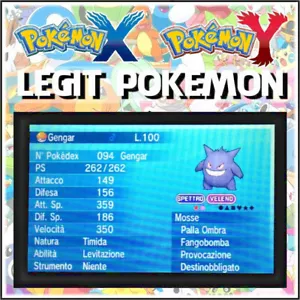5GEN LEGIT POKEMON • SPECIAL SWEEPER SHINY Gengar 6IV Timid X Y ORAS S&M ULTRA - Foto 1 di 1