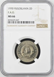 Yugoslavia coin 2 dinars 1970 FAO - NGC MS66 - Picture 1 of 2