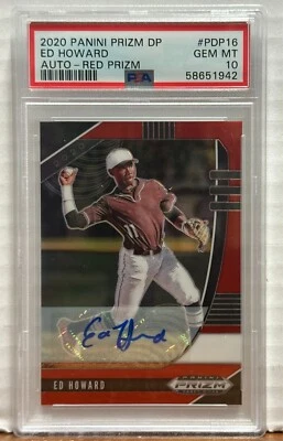 2020 Panini Prizm DP PDP-16 Ed Howard Auto-Red Prizm PSA Gem Mint 10 Chicago Cub - Image 1 of 2