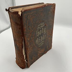 Antique-1888-Bible, New And  Old Testament- Illustrated-Devotional polyglot-Huge