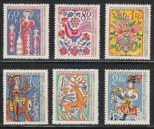 Cecoslovacchia MNH 1962 Mi 1425-1430 Sc 1196-1201 arte popolare UNESCO ** - Foto 1 di 2