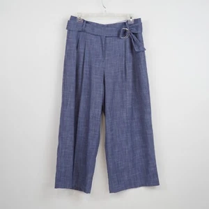 Pantalones Cortos Ann Taylor Cinturón Fluido Pierna Ancha Azul Talla 8 Plisado Cintura Alta 500038 - Imagen 1 de 17