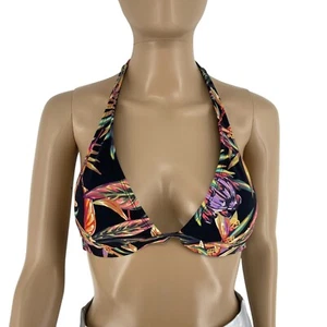O'Neill Women Black Floral Bikini Top Swimwear Size M 38C - Picture 1 of 9