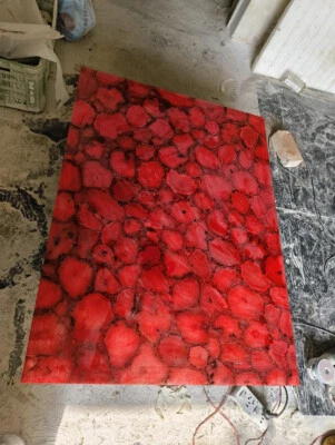 Stunning Red Agate Stone Dining Table Top, Agate Stone Center Dine Table Decor - Image 1 of 4