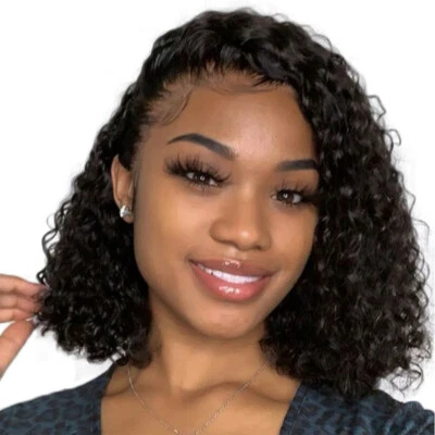 Free Shipping Lace Front Wig Black Curly Synthetic Heat Safe For LadyParty Daily - Image 1 of 4