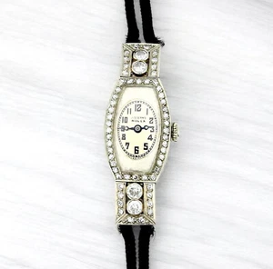 Rolex J.Stern 18K White Gold Diamond Lady Watch Prima Movement Antique Art Deco - Picture 1 of 10