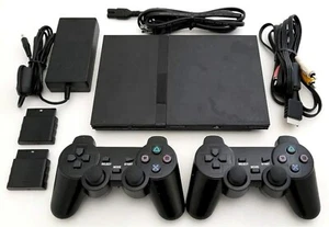 Sony PS2 SLIM Game System Gaming Console with 2 WIRELESS CONTROLLERS PLAYSTATION - Picture 1 of 3