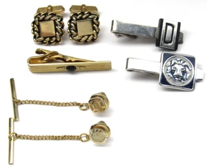 Swank Cufflinks Tie Pins Clips 7 Pcs Gold & Silver Men's Formal Wear Accessories - Picture 1 of 5