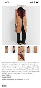 Gucci Mens Camel Overcoat. 48/38. $4500 - Picture 1 of 15