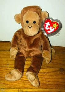 Vintage TY Beanie Baby Bongo Monkey Plush Stuffed Animal NWT Tag Protector - Picture 1 of 1