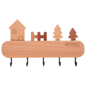 Wall Key Holder: Wooden Rack With Iron Hooks - Rustic Organizer For Front Door - Picture 1 of 17