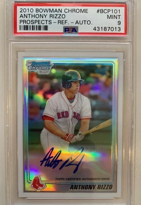 Anthony Rizzo 1st Bowman Refractor Auto /499 PSA 9 2010 Bowman Chrome BCP101 - Image 1 of 2