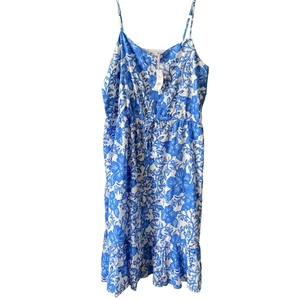 Vineyard Vines Dress Womens XL NEW Blue White Floral Feminine Midi Cottage Core - Picture 1 of 12