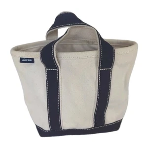 Lands End Small Canvas Tote Bag With Blue Accents  - Picture 1 of 11