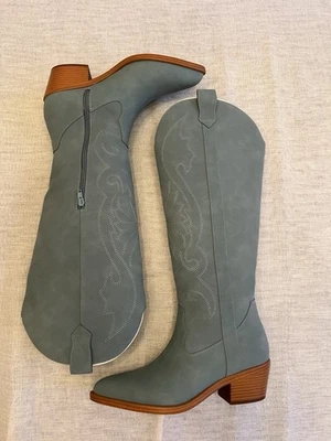 Botas vaqueras occidentales bordadas con lirio rosa pálido para mujer talla 9 Foto 1 de 4