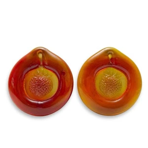 Vintage Blenko Erdbeere Amberina Orange Glas Sonnenfänger 2er Set - Bild 1 von 6