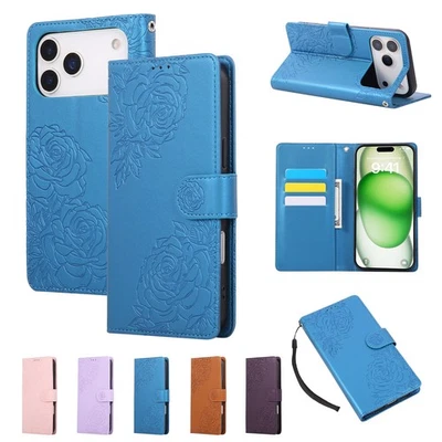 Case For iPhone 17 16 15 14 13 Pro Max Plus 16e Leather Wallet Flip Stand Cover - Image 1 of 4