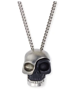 ALEXANDER MCQUEEN Calavera Dividida Tono Plata Colgante Collar Auténtico Diseñador - Imagen 1 de 15