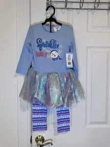 Nuevo con etiquetas Conjunto Tutu Azul 4T Counting Daisies Girls Holiday 'Sparkle All The Way' - Imagen 1 de 10