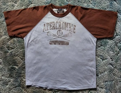 Camisa De Colección Y2K Abercrombie & Fitch Muscle Lacrosse Talla Mediana Azul Marrón Foto 1 de 3
