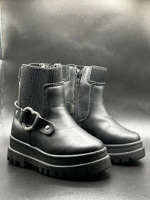 Botas de moto de cuero sintético con cremallera lateral para niñas pequeñas talla 7 | Azul marino antiguo Foto 1 de 4