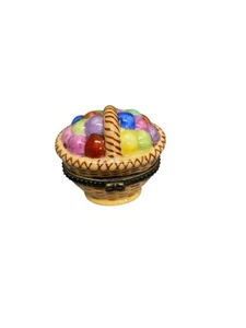 Vintage Easter Basket Trinket Box w/Eggs Ceramic Hinged w/ Lid - Picture 1 of 10