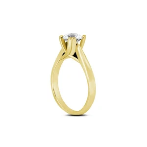 0.27ct D VS2 Round Natural Certified Diamond 14K Gold Solitaire Engagement Ring - Picture 1 of 4