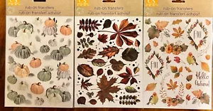 TRASFERIMENTI SFREGAMENTO QUADRATO CRAFTER'S, Tema autunnale, SET DI 3, Foglie autunnali, Zucca - Foto 1 di 1