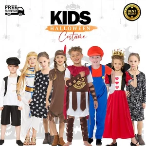 Kinder Halloween Kostüm Mädchen Jungen Grusel Zombie Vampir Kostüm Party Outfit - Bild 1 von 84