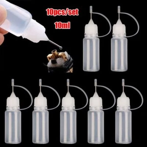 10 Stück Nadelspitze Kleber Flaschen 10ML Präzision Nachfüllbar Quetschspitze Applikato - Bild 1 von 17